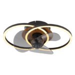 Ventilator de tavan metal/alu negru mat,metal aspect lemn închis,plastic opal,dimmable,mai multe niveluri prin comutator de perete,telecomandă, 20m², LxLxA:420x280x144mm, øfrunzei:28 cm, LED 24W 230V, sursă 150-2800lm, ieșire 28-490lm, CCT 2700-6500K - imagine 4