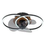 Ventilator de tavan metal/alu negru mat,metal aspect lemn închis,plastic opal,dimmable,mai multe niveluri prin comutator de perete,telecomandă, 20m², LxLxA:420x280x144mm, øfrunzei:28 cm, LED 24W 230V, sursă 150-2800lm, ieșire 28-490lm, CCT 2700-6500K - imagine 5