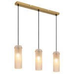 Lampa suspendată metal auriu, sticlă chihlimbar, cablu textil negru, înălțimea poate fi scurtată, LxLxA: 650x80x1200mm, excl. 3x E14 40W 230V