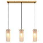 Lampa suspendată metal auriu, sticlă chihlimbar, cablu textil negru, înălțimea poate fi scurtată, LxLxA: 650x80x1200mm, excl. 3x E14 40W 230V - imagine 4
