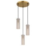 Lampa suspendata metalică aurie, sticlă chihlimbar, cablu textil negru, înălțimea poate fi scurtată, ø: 350mm, H: 1200mm, excl. 3x E14 40W 230V - imagine 3