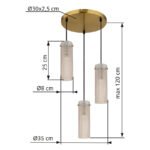 Lampa suspendata metalică aurie, sticlă chihlimbar, cablu textil negru, înălțimea poate fi scurtată, ø: 350mm, H: 1200mm, excl. 3x E14 40W 230V - imagine 6