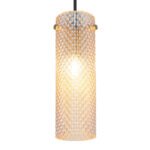 Lampa suspendata metal auriu, sticlă chihlimbar, cablu textil negru, înălțimea poate fi scurtată, ø: 100mm, H: 1200mm, excl. 1x E14 40W 230V - imagine 4