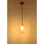 Lampa suspendata metal auriu, sticlă chihlimbar, cablu textil negru, înălțimea poate fi scurtată, ø: 100mm, H: 1200mm, excl. 1x E14 40W 230V - imagine 5