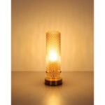 Lampă de masă metal auriu, sticlă chihlimbar, cablu PVC negru, comutator basculant pe cablu, ø: 100mm, H: 285mm, lungime cablu 1500mm, excl. 1x E14 40W 230V - imagine 5