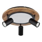 Plafonieră metal negru, MDF, imitație de lemn închis, plastic alb, comutarea funcțiilor prin întrerupător de perete, memorie, comutare: LED/GU10/ambele împreună, ø400mm,I:180mm,LED 15W 230V, sursă 1900lm,ieșire 1300lm 3000K,fără becuri 3xGU10 LED 5W - imagine 3