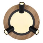Plafonieră metal negru, MDF, imitație de lemn închis, plastic alb, comutarea funcțiilor prin întrerupător de perete, memorie, comutare: LED/GU10/ambele împreună, ø400mm,I:180mm,LED 15W 230V, sursă 1900lm,ieșire 1300lm 3000K,fără becuri 3xGU10 LED 5W - imagine 4