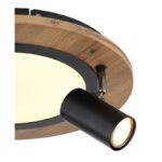 Plafonieră metal negru, MDF, imitație de lemn închis, plastic alb, comutarea funcțiilor prin întrerupător de perete, memorie, comutare: LED/GU10/ambele împreună, ø400mm,I:180mm,LED 15W 230V, sursă 1900lm,ieșire 1300lm 3000K,fără becuri 3xGU10 LED 5W - imagine 5