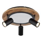 Plafonieră metal negru, MDF, imitație de lemn închis, plastic alb, comutarea funcțiilor prin întrerupător de perete, memorie, comutare: LED/GU10/ambele împreună, ø400mm,I:180mm,LED 15W 230V, sursă 1900lm,ieșire 1300lm 3000K,fără becuri 3xGU10 LED 5W - imagine 6