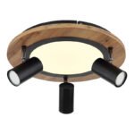 Plafonieră metal negru, MDF, imitație de lemn închis, plastic alb, comutarea funcțiilor prin întrerupător de perete, memorie, comutare: LED/GU10/ambele împreună, ø400mm,I:180mm,LED 15W 230V, sursă 1900lm,ieșire 1300lm 3000K,fără becuri 3xGU10 LED 5W - imagine 7