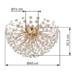 Plafonieră metalică aurie, cristale K9 transparente, ø: 600mm, H: 325mm, incl. 6x G9 LED 3.5W 230V, 350lm sursă, 350lm ieșire, 3000K, incl. bec LED 10676 - imagine 6