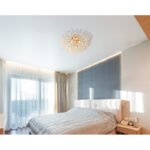 Plafonieră metalică aurie, cristale K9 transparente, ø: 600mm, H: 325mm, incl. 6x G9 LED 3.5W 230V, 350lm sursă, 350lm ieșire, 3000K, incl. bec LED 10676