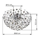 Plafonieră metal cromat, cristale K9 fumurii, transparente, ø: 600mm, H: 325mm, incl. 6x G9 LED 3.5W 230V, 350lm sursă, 350lm ieșire, 3000K, incl. bec LED 10676 - imagine 6