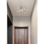 Plafonieră metal cromat, cristale K9 fumurii, transparente, ø: 450mm, H: 250mm, incl. 4x G9 LED 3.5W 230V, 350lm sursă, 350lm ieșire, 3000K, incl. bec LED 10676