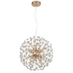 Candelabru metalic auriu, cristale K9 transparente, cablu PVC transparent, înălțimea poate fi scurtată, ø: 400mm, H: 1500mm, incl. 8x G9 LED 3.5W 230V, 350lm sursă, 350lm ieșire, 3000K, incl. bec LED 10676 - imagine 3