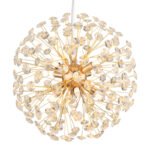 Candelabru metalic auriu, cristale K9 transparente, cablu PVC transparent, înălțimea poate fi scurtată, ø: 400mm, H: 1500mm, incl. 8x G9 LED 3.5W 230V, 350lm sursă, 350lm ieșire, 3000K, incl. bec LED 10676 - imagine 4