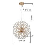 Candelabru metalic auriu, cristale K9 transparente, cablu PVC transparent, înălțimea poate fi scurtată, ø: 400mm, H: 1500mm, incl. 8x G9 LED 3.5W 230V, 350lm sursă, 350lm ieșire, 3000K, incl. bec LED 10676 - imagine 6