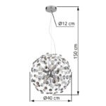 Candelabru din metal cromat, cristale K9 de culoare fumurie, clar, cablu PVC transparent, înălțimea poate fi scurtată, ø: 400mm, H: 1500mm, incl. 8x G9 LED 3.5W 230V, 350lm sursă, 350lm ieșire, 3000K, incl. bec LED 10676 - imagine 6
