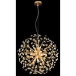 Candelabru metalic auriu, cristale K9 transparente, cablu PVC transparent, înălțimea poate fi scurtată, ø: 600mm, H: 1500mm, incl. 9x G9 LED 3.5W 230V, 350lm sursă, 350lm ieșire, 3000K, incl. bec LED 10676 - imagine 3