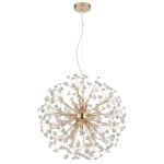 Candelabru metalic auriu, cristale K9 transparente, cablu PVC transparent, înălțimea poate fi scurtată, ø: 600mm, H: 1500mm, incl. 9x G9 LED 3.5W 230V, 350lm sursă, 350lm ieșire, 3000K, incl. bec LED 10676 - imagine 4