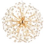 Candelabru metalic auriu, cristale K9 transparente, cablu PVC transparent, înălțimea poate fi scurtată, ø: 600mm, H: 1500mm, incl. 9x G9 LED 3.5W 230V, 350lm sursă, 350lm ieșire, 3000K, incl. bec LED 10676 - imagine 5