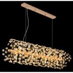 Candelabru metalic auriu, cristale K9 transparente, cablu PVC transparent, înălțimea poate fi scurtată, LxLxA: 900x300x1500mm, incl. 12x G9 LED 3.5W 230V, 350lm sursă, 350lm ieșire, 3000K, incl. bec LED 10676 - imagine 3