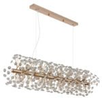 Candelabru metalic auriu, cristale K9 transparente, cablu PVC transparent, înălțimea poate fi scurtată, LxLxA: 900x300x1500mm, incl. 12x G9 LED 3.5W 230V, 350lm sursă, 350lm ieșire, 3000K, incl. bec LED 10676 - imagine 4