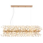 Candelabru metalic auriu, cristale K9 transparente, cablu PVC transparent, înălțimea poate fi scurtată, LxLxA: 900x300x1500mm, incl. 12x G9 LED 3.5W 230V, 350lm sursă, 350lm ieșire, 3000K, incl. bec LED 10676 - imagine 5