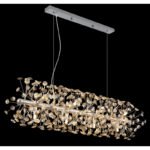 Candelabru din metal cromat, cristale K9 de culoare fumurie, clar, cablu PVC transparent, înălțimea poate fi scurtată, LxLxA: 900x300x1500mm, incl. 12x G9 LED 3.5W 230V, 350lm sursă, 350lm ieșire, 3000K, incl. bec LED 10676 - imagine 3
