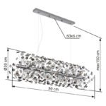 Candelabru din metal cromat, cristale K9 de culoare fumurie, clar, cablu PVC transparent, înălțimea poate fi scurtată, LxLxA: 900x300x1500mm, incl. 12x G9 LED 3.5W 230V, 350lm sursă, 350lm ieșire, 3000K, incl. bec LED 10676 - imagine 6