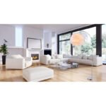 Lampadar nichel mat, material textil alb, abajur cu pene albe reale, inaltime reglabila, intrerupator LxWxH: 960x450x1960,  excl.  1xE27 40W 230V. - imagine 3