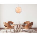 Suspensie din plastic alb, textil alb, abajur cu pene albe, inclusiv Suspensie, D: 600, H: 1300,  excl.  1xE27 40W 230V - imagine 2