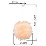 Suspensie din plastic alb, textil alb, abajur cu pene albe, inclusiv Suspensie, D: 600, H: 1300,  excl.  1xE27 40W 230V - imagine 3