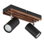 Plafoniera Spotlight metal negru mat, lemn maro închis, metal negru mat, pivotant, LxLxH: 260x80x125mm, AL: 125mm, excl. 2x GU10 25W 230V - imagine 3