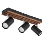 Plafoniera Spotlight negru mat metal, lemn maro închis, negru mat metal, pivotant, LxLxA: 410x80x125mm, AL: 125mm, excl. 3x GU10 25W 230V - imagine 3