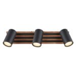 Plafoniera Spotlight negru mat metal, lemn maro închis, negru mat metal, pivotant, LxLxA: 410x80x125mm, AL: 125mm, excl. 3x GU10 25W 230V - imagine 5