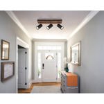 Plafoniera Spotlight negru mat metal, lemn maro închis, negru mat metal, pivotant, LxLxA: 410x80x125mm, AL: 125mm, excl. 3x GU10 25W 230V