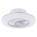 Ventilator de tavan metal/acrilic alb, reglabil, funcție de memorie, lumină de noapte, temporizator, telecomandă, putere maximă a motorului 33W, 24m², 870/1050/1130 RPM, ø:580mm H:220mm, incl. LED 36W 230V, 4500lm sursă, 2200lm ieșire, CCT 3000-6000K - imagine 3