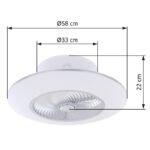 Ventilator de tavan metal/acrilic alb, reglabil, funcție de memorie, lumină de noapte, temporizator, telecomandă, putere maximă a motorului 33W, 24m², 870/1050/1130 RPM, ø:580mm H:220mm, incl. LED 36W 230V, 4500lm sursă, 2200lm ieșire, CCT 3000-6000K - imagine 6
