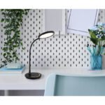 Lampă de masă plastic negru mat, silicon negru mat, touch on/off, dimmable, dimmer tactil continu, funcție de memorie, incl. adaptor, flexibil, 314x154x383mm, cablu 1300mm, inc. LED 12W 230V, 105-1050lm sursă, 39-520lm ieșire, CCT 3000-5700K