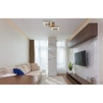 Plafoniera metal negru mat, lemn maro inchis, plastic alb, LxLxA: 460x225x70mm, cu LED 18W 230V, sursa 2100lm, iesire 1200lm, 3000K - imagine 2