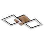 Plafoniera metal negru mat, lemn maro inchis, plastic alb, LxLxA: 460x225x70mm, cu LED 18W 230V, sursa 2100lm, iesire 1200lm, 3000K - imagine 3