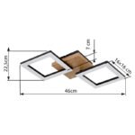 Plafoniera metal negru mat, lemn maro inchis, plastic alb, LxLxA: 460x225x70mm, cu LED 18W 230V, sursa 2100lm, iesire 1200lm, 3000K - imagine 7