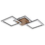 Plafoniera metal negru mat, lemn maro inchis, plastic alb, LxLxA: 660x310x75mm, inclusiv LED 30W 230V, sursa 3400lm, iesire 2200lm, 3000K - imagine 3