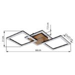 Plafoniera metal negru mat, lemn maro inchis, plastic alb, LxLxA: 660x310x75mm, inclusiv LED 30W 230V, sursa 3400lm, iesire 2200lm, 3000K - imagine 6