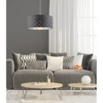 Suspensie nichel mat, textil negru argintiu metalizat, abajur cu perforații pentru decor, D: 400, H: 1400, excl. 1xE27 60W 230V. - imagine 2