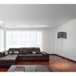 Lampadar nichel mat, textil negru argintiu metalizat, abajur cu perforații pentru décor, cablu de 1,8 m, comutator, D: 620, H: 1600, excl. 1xE27 60W 230V. - imagine 3