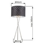 Lampadar nichel mat, textil negru argintiu metalizat, abajur cu perforații pentru décor, cablu de 1,8 m, comutator, D: 620, H: 1600, excl. 1xE27 60W 230V. - imagine 5
