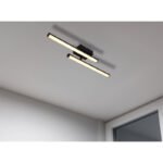 Plafonieră, plastic negru mat, plastic negru mat, plastic opal, pivotant / pivotant, profile hexagonale, LxLxA: 500x70x84mm, incl. LED 12W 230V, sursă 1320lm, ieșire 860lm, 3000K
