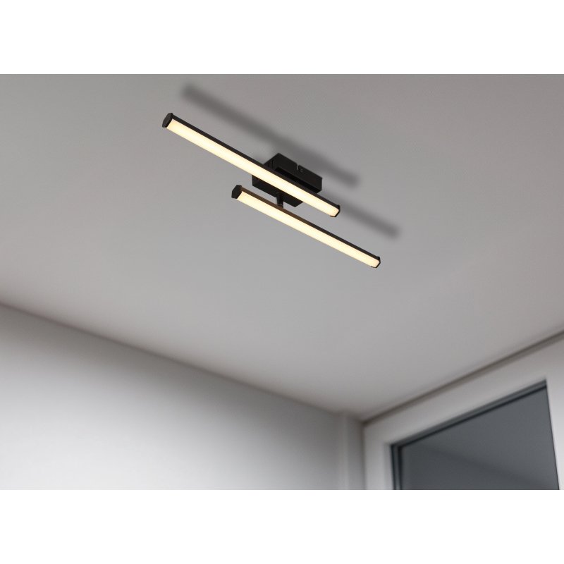 kirina-67342-12-g29544-6 Plafonieră, plastic negru mat, plastic negru mat, plastic opal, pivotant / pivotant, profile hexagonale, LxLxA: 500x70x84mm, incl. LED 12W 230V, sursă 1320lm, ieșire 860lm, 3000K - imagine 1